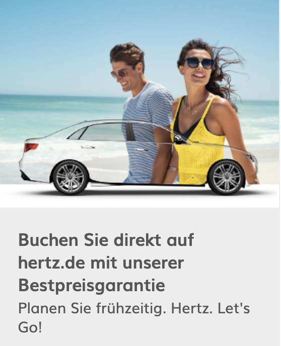 Urlaubsmietwagen 2024: Jetzt günstig bei Hertz für Jun/Juli 2024 reservieren - z.B. 2 Wochen Compact Elite inkl. 3000km für 345€