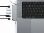 Satechi Dual USB-C Pro Hub Mini Dockingstation für MacBook Pro/Air mit USB 4 mit 96W & 6K @60Hz, USB-C, 2 x USB 3.0, Ethernet, Klinke