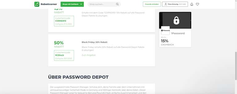 Password Manager "Lifetime Lizenz" 50% Rabatt bei Password Depot