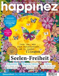 Happinez Abo (8 Ausgaben) für 54,40 € mit 45 € Amazon-Gutschein + 1 Ausgabe gratis bei Bankeinzug