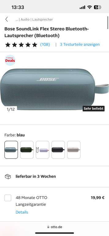 39% Rabatt auf UVP- Bose SoundLink Flex Stereo Bluetooth-Lautsprecher (Bluetooth)