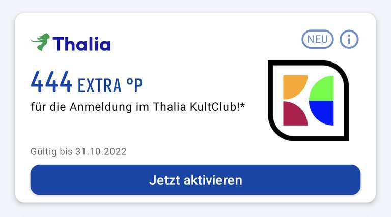 [Payback] - 444 Extra Punkte (= 4,44€) für kostenlose Thalia KultClub Anmeldung. Personalisiert!