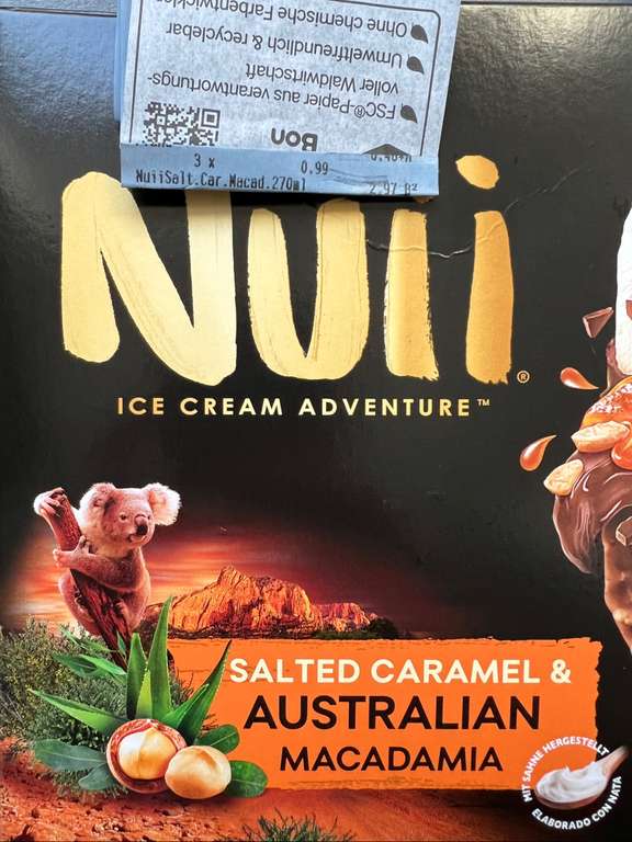[Lokal Netto] Nuii Salted Caramel & Australian Macadamia Eis P-Fehler