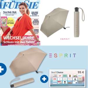 Für Sie Abo + Esprit Easymatic Slimeline Taschenschirm (i.W.v. 18 €) + 95 € BestChoice-Universalgutschein