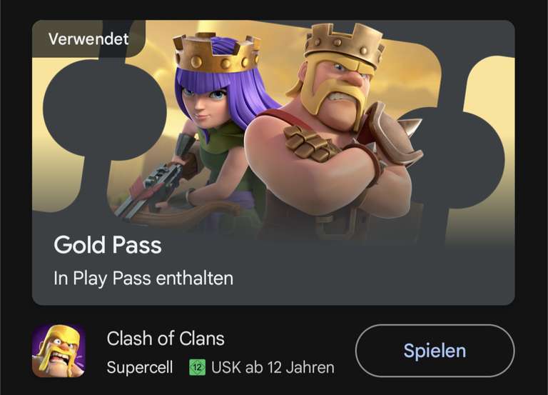 (nur für Google Play Pass Besitzer) November Angebote: Clash of Clans GoldPass gratis / 5 Euro Pokemon Go in App Gutschein