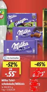 [Lokal LIDL Bundesweit] Milka Tafelschokolade/Milkinis 100g/87,5g ab 11.04.-16.04.