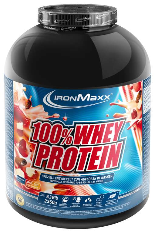 IronMaxx 100% Whey Protein Pulver - Apfel Zimt 2,35kg | 14,81 EUR / KG