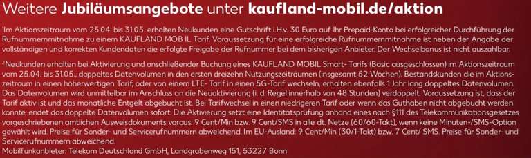 [Kaufland Mobil, Prepaid] 5 Monate Allnet-Flat +6 GB (12GB Neukunden) im Telekom-Netz für 4,94€ bei RNM |+ KOSTENLOSE SIM-Karte
