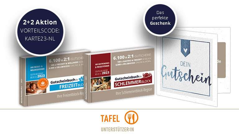 4x Gutscheinbuch 2023 (Schlemmerblock / Freitzeitblock) - 2 Bücher zum Sonderpreis für je 18,90€ + 2 gratis