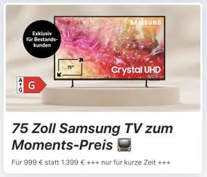 [Magenta Moments] 75 Zoll Samsung TV GU75DU7179UXZG zum Moments-Preis für 999 € statt 1.329 € (+Vorankündigung für weitere Modelle)