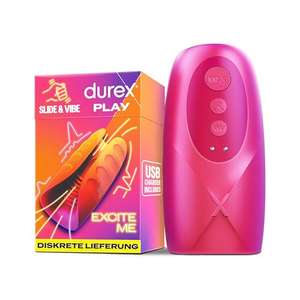 Durex Slide & Vibe Masturbator - Sex Toy mit 3 Leck- & 7 Vibrationsmodi - Vibrator Sexspielzeug für Männer & Paare - Wasserfest