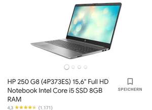 HP 250 G8 (4P373ES) 15,6" Full HD Notebook Intel Core i5 SSD 8GB RAM