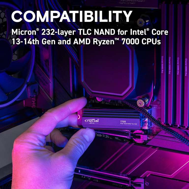 Crucial T705 SSD 4TB, M.2 2280/M-Key/PCIe 5.0 x4, Kühlkörper