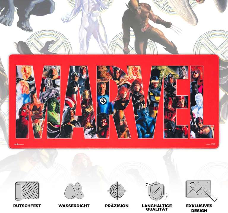 Marvel - Timeless Avengers - XL Gaming-Mauspad / Schreibtischunterlage (85 x 35 x 0,4 cm, 100% wasserabweisend und rutschfest, rollbar)