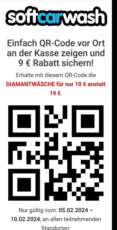 Softcarwash Waschstraße Diamantwäsche für 10€