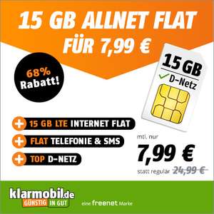 [Vodafone-Netz] 15 GB green LTE Tarif für 7,99€ / Monat von freenet mit VoLTE, WLAN Call & Allnet- & SMS-Flat + 19,99€ AP