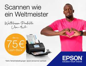 Epson: Zwischen 20€ und 75€ Cashback auf Scanner, z.B. Epson WorkForce ES-50 Dokumentenscanner für 104,99€