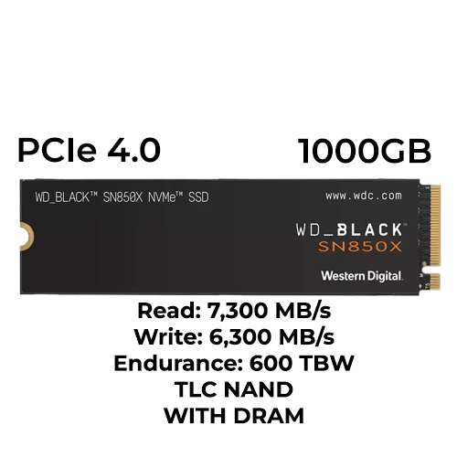 WD _BLACK SN850X NVMe SSD WDBB9G0010BNC SSD Retail, 1 TB SSD PCI Express, intern