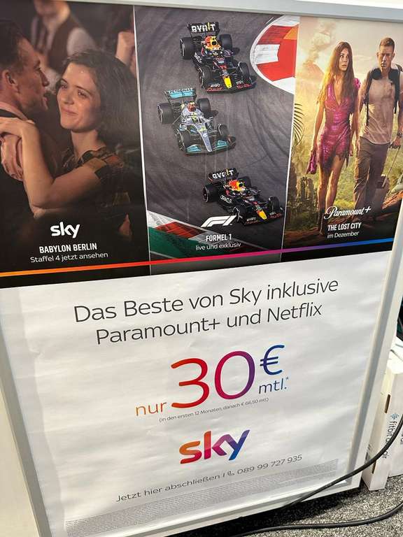 Sky komplett inkl Netflix und Paramount+ 25€/mtl