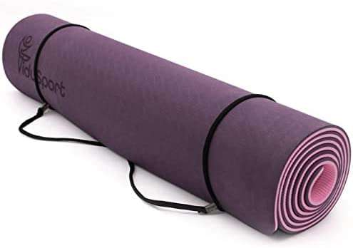 Fidusport TPE Yogamatte (8 Farben zur Auswahl, 183x 61x 0.6cm) Trainingsgerät - rutschfester Schultergurt für Fitness, Pilates und Gymnastik