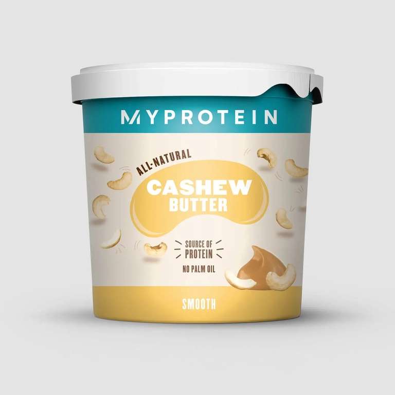 Snacks mit Doppelrabatt bei Myprotein: z.B. 1kg Cashewbutter für 7,83€ + Versand (versandkostenfrei ab 35€)