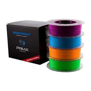 PrimaCreator EasyPrint PLA Value Pack Neon - 1.75mm 3D-Drucker Filament - 4x 500 g (gesamt 2 kg) - Neon Blau, Grün, Orange, Violett (Prime)