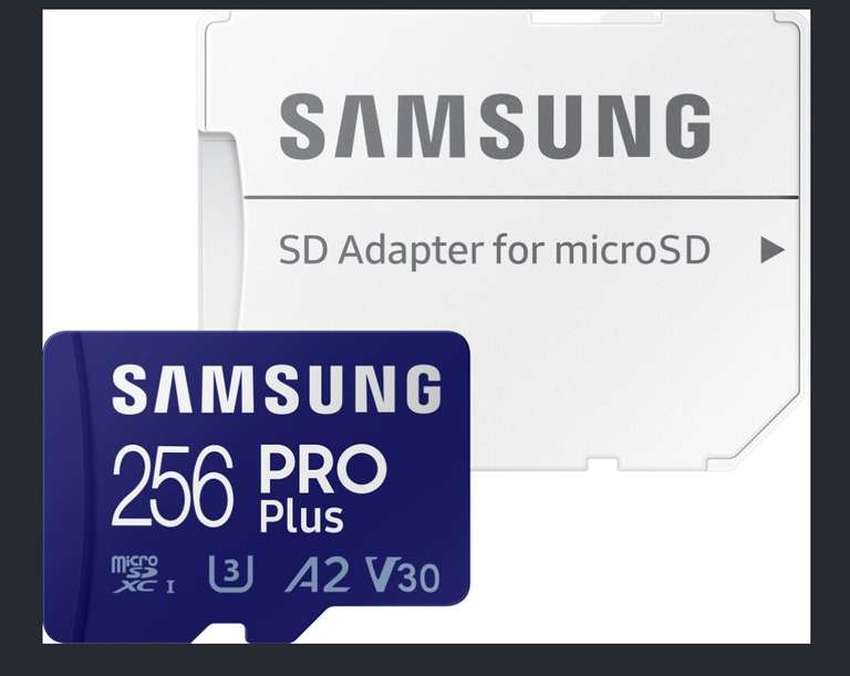 Samsung PRO Plus MicroSD 256 GB inkl. Adapter (U3, 160MB/s lesen, 120 MB/s schreiben)