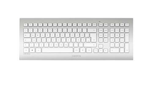 Cherry DW 8000 Clean Desktop kabelloses Tastatur- und Maus-Set Deutsches Layout Silber und weiß für Windows