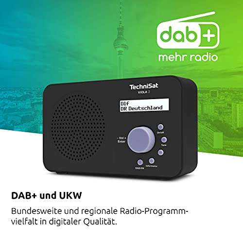 TechniSat VIOLA 2 - tragbares DAB Radio (DAB+, UKW, Lautsprecher, Kopfhöreranschluss, zweizeiliges Display, 1 Watt RMS) [Prime]