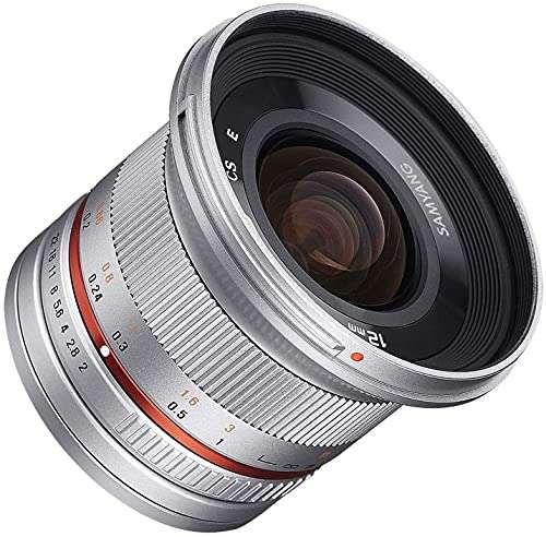 SAMYANG MF 12mm F2.0 Objektiv für Fujifilm X-Mount Silber