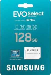 Samsung EVO Select 2024 microSD-Karte + SD-Adapter, 128 GB, Speicherkarte für Smartphones, UHS-I U3, 4K UHD, Full HD, 160 MB/s Lesen, PRIME