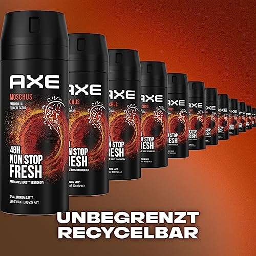 Axe Bodyspray Moschus Deo ohne Aluminium sorgt 48 Stunden für effektiven Schutz, 3x 150 ml [PRIME/Sparabo, für 7,34€ bei 5 Abos]