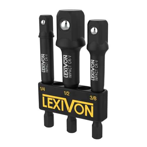 [Prime] LEXIVON Impact Grade Socket Adapter Set | Wärmebehandelter Chrom-Vanadium-Stahl | sichere Verriegelung | ¼ Sechskantschaft