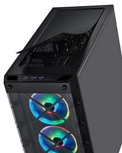 Corsair iCUE 465X RGB Mid-Tower ATX Smartes Gehäuse (gehärtetes Glas, 3 integrierte LL120 RGB Lüfter, vielseitige Kühloptionen) schwarz