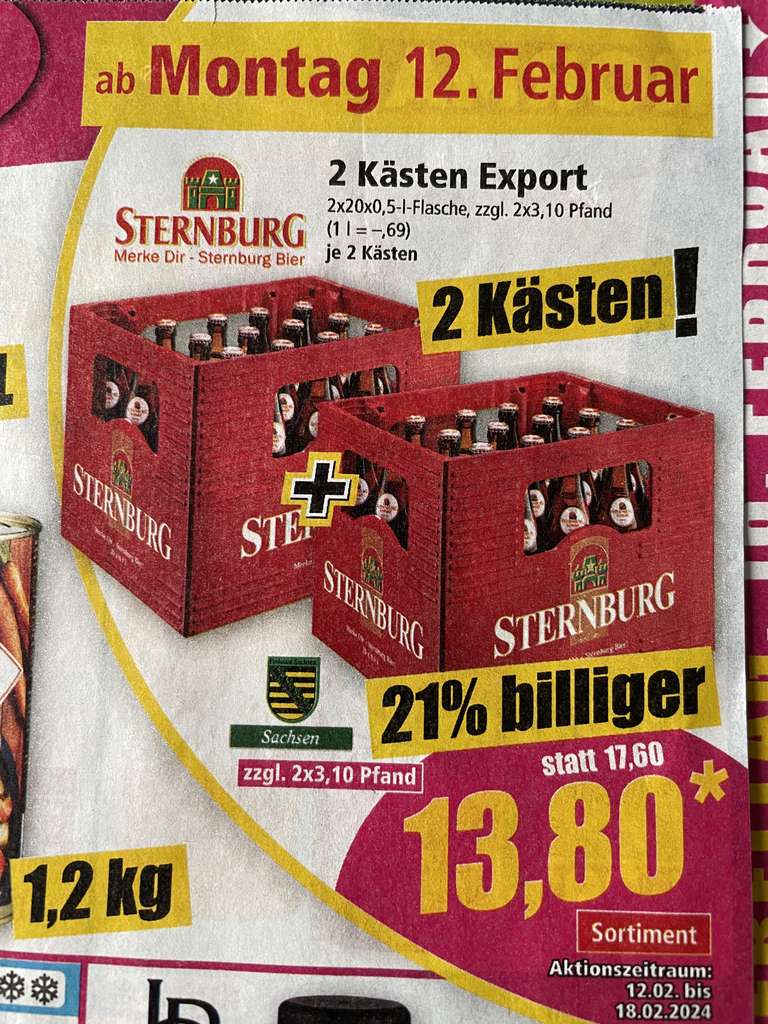 Sternburg Export 2 Kästen 2 x 20 x 0,5 Liter Norma offline