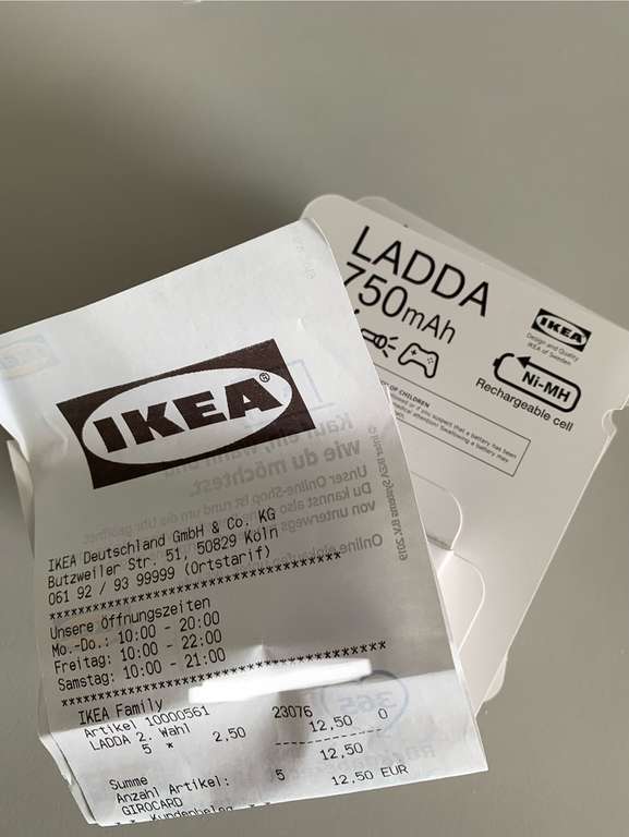 IKEA lokal Köln-Am Butzweilerhof LADDA AAA Akkus