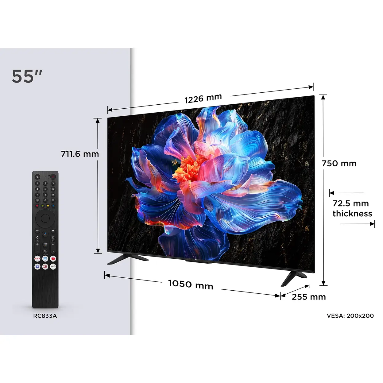 TCL 55P6K 55" 4K HDR Smart TV (Google TV, HVA-Panel, 60Hz, AiPQ-Prozessor, Dolby Audio, Game Master mit HDMI 2.1, VRR & ALLM) | Joybuy