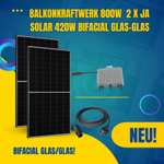 Balkonkraftwerk 800W 2 x JA-Solar 425W Bifacial Glas-Glas + Deye SUN-M80G3-EU-Q0 Wechselrichter (mit Relais) Abholung (299€ Abholung)