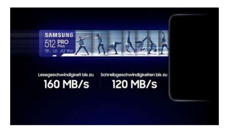 Samsung PRO Plus 512GB microSDXC Full HD & 4K UHD inkl. USB-Kartenleser Speicherkarte 512 GB, UHS Class 10, 160 MB/s Lesen