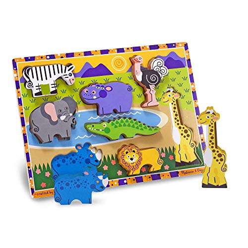 Melissa & Doug Safaripuzzle mit extra großen Teilen, Puzzles, Holzspielzeug (prime)