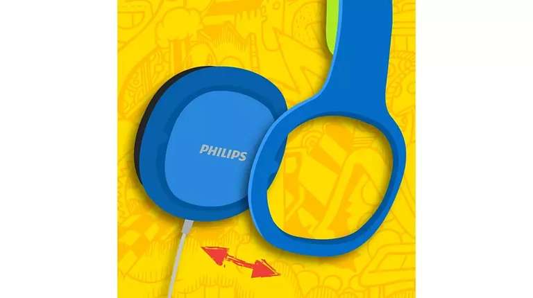 [Prime] Philips SHK2000BL/00 Over Ear Kinder Kopfhörer, Farbige LED-Leuchten, 85dB Lautstärkebegrenzung,
