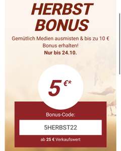 Momox 5/10 EUR Bonus durch Herbstaktion (bei 25/50 EUR Verkaufswert)