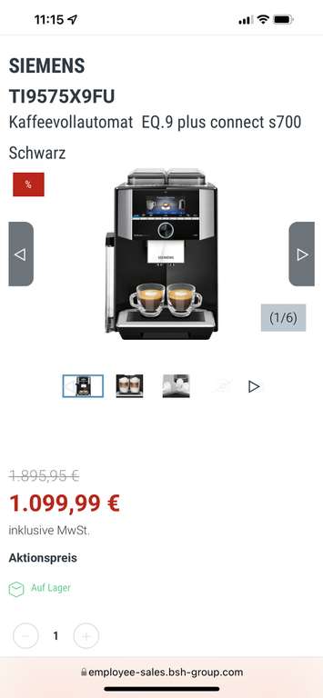 (Für uns Shop)Kaffeevollautomat EQ.9 plus connect s700 Schwarz