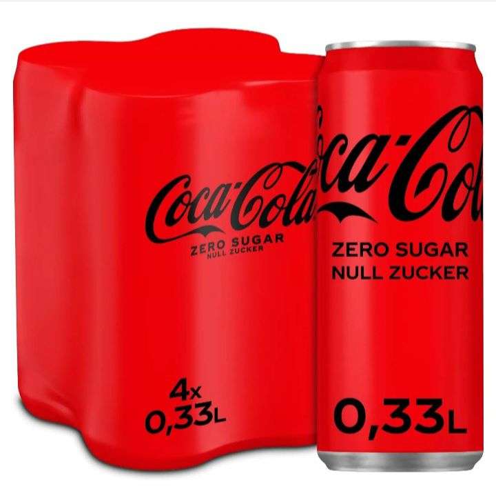 Jawoll: 4 Dosen Coca-Cola Zero, je 0,33l Inhalt, Einzeldose kostet rechnerisch 25Cent , Literpreis liegt bei 75Cent