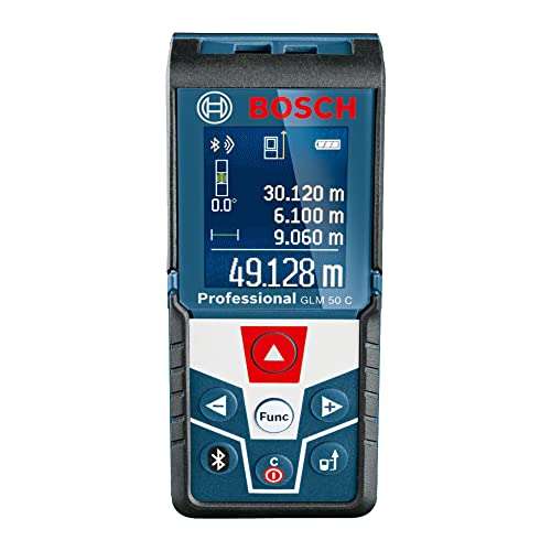 Bosch Professional Laser Entfernungsmesser GLM 50 C (Bluetooth-Datentransfer, Flächen-/Volumenberechnung, max. Messbereich: 50 m)