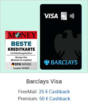 (WEB.Cent Cashback) Barclays Visa Kreditkarte + 50€ Cashback + 0€ Jahresgebühr + Weltweit gebührenfrei bezahlen