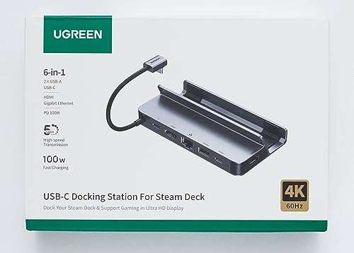 [Prime] UGREEN Steam Deck Dock Kompatibel mit ROG Ally USB C Docking Station mit HDMI 4K 60Hz, Gigabit Ethernet, USB C/USB A Ports, PD 100W