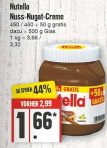 [Edeka Nord] 500g Nutella für 1,66€ - 3,32€ je kg