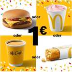 (Neuer Account) Cheese- o. Chickenburger, Pommes klein, Milchshake 0,25l, Softdrink, Cafe small, Apfeltasche o. McSundae 1€ +200 Bonuspunkte