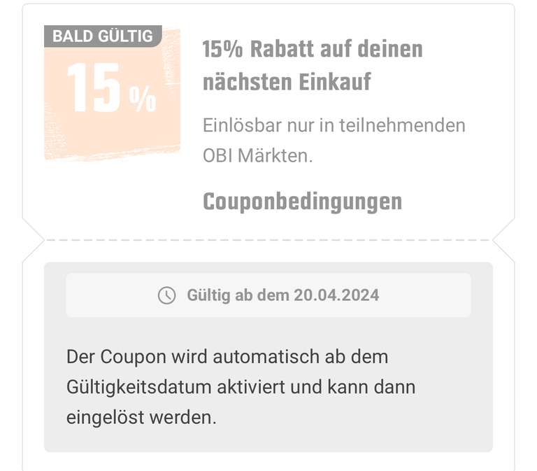 (Lokal Abensberg) OBI Abensberg 15% auf alles* vom 20.4.-27.4.